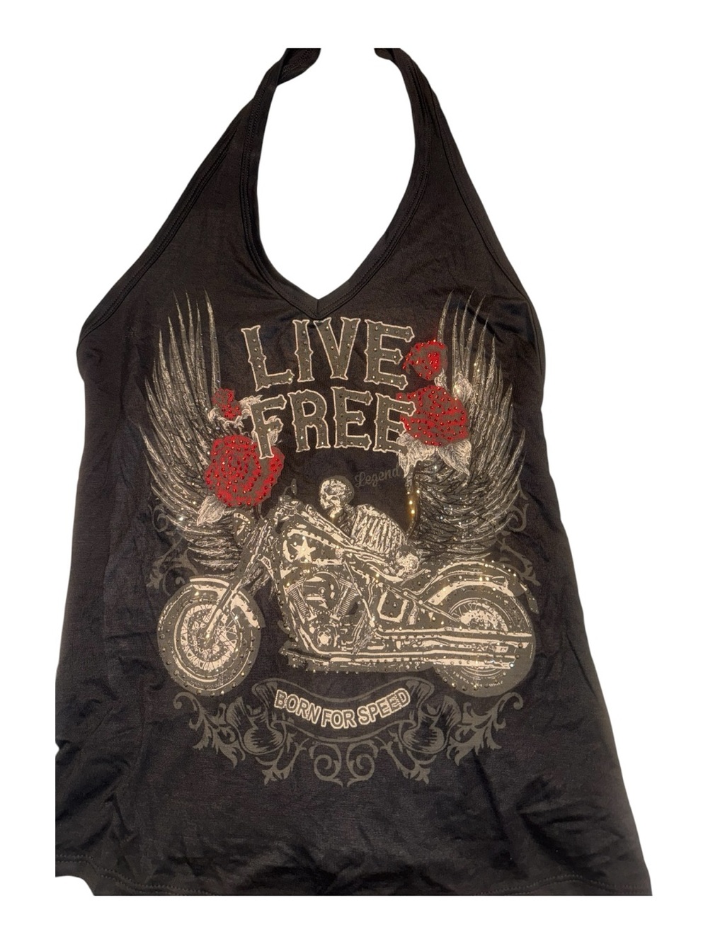 Live Free Black Graphic Halter Tank Top